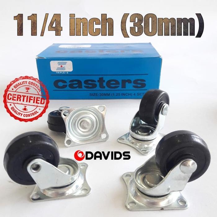 new Roda Karet Gepeng Lemari Koper Troli Meja Caster Kecil 1 1/4 Inch 3cm