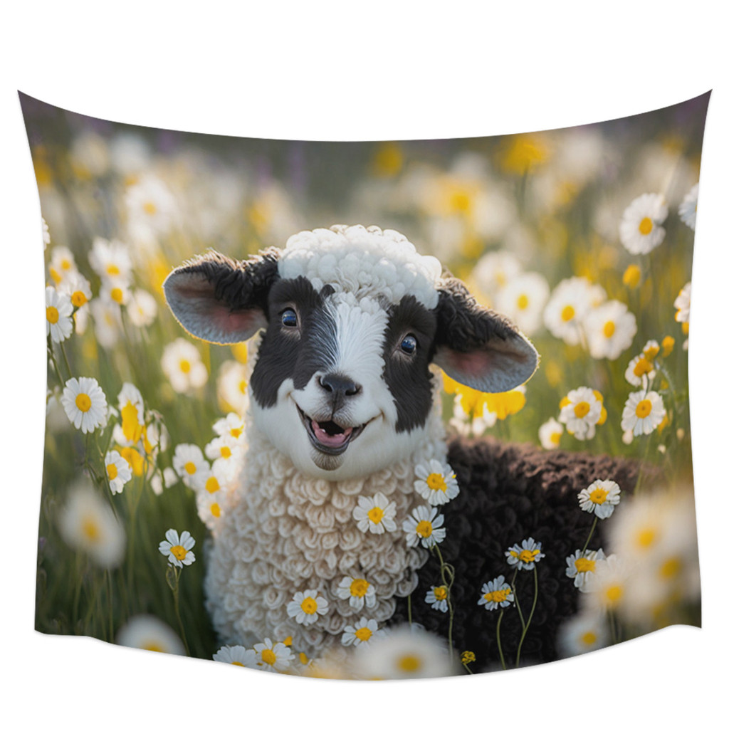Sheep Daisies Farm Tapestry Wall Hanging Custom Boho Decoration Wall Tapestry Home Decor Tapestry