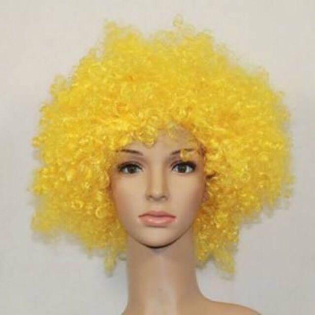 5ybo- Wig Badut Rambut Kribo Palsu Warna Warni Satuan Murah Putih Hijau Pink