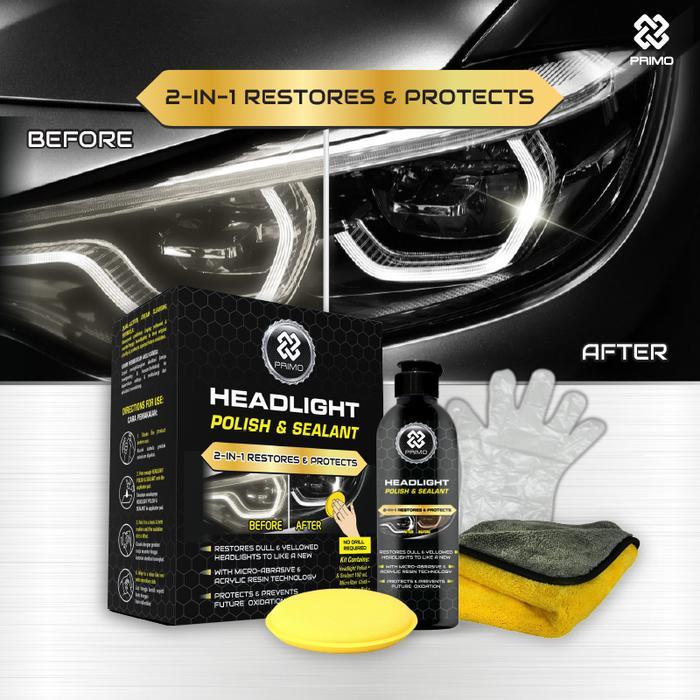 kytf- Primo Headlight Polish & Sealant 100 Ml Pembersih Restorer Mika Akrilik Head Lamp
