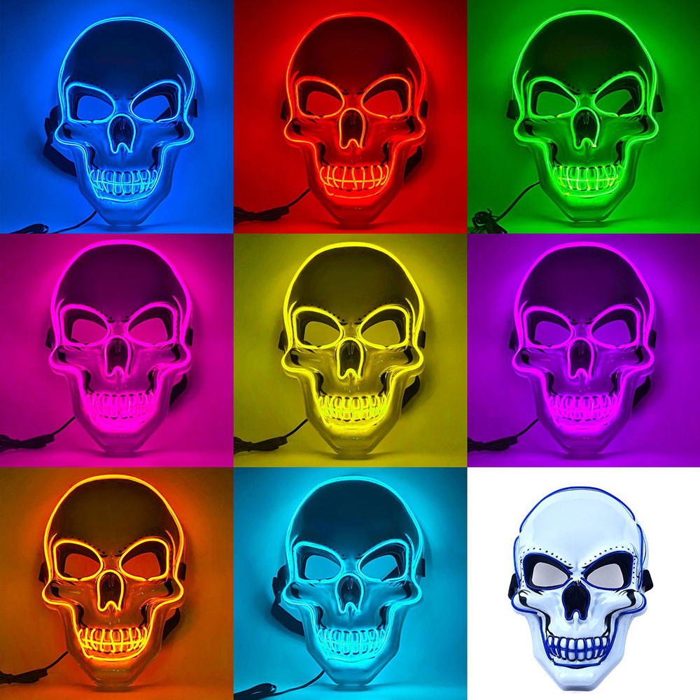 Halloween Led Horror Skull Mask Cold Light Mask Led Halloween Mask Cosplay Mask Halloween Party
