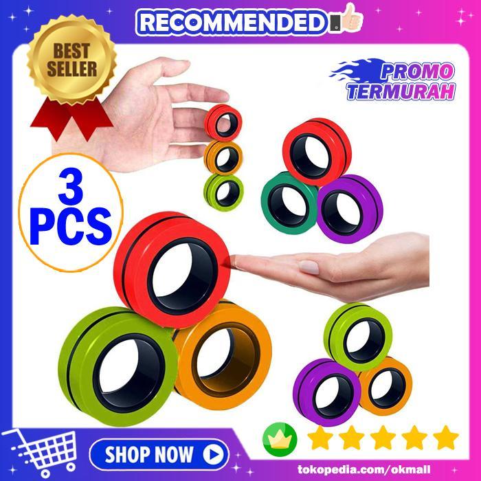Mainan Anak Magnetic Toy Finger Fidget Spinner Ring Magnet Anti Stress