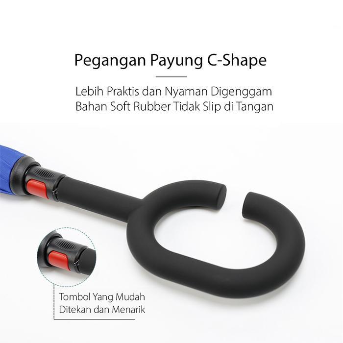 Payung Terbalik Reverse Umbrella Payung Mobil Polos Besar Gagangc Hugo