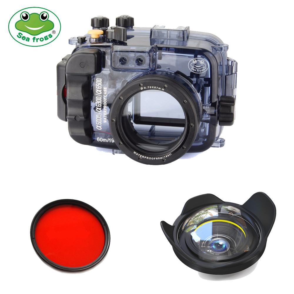 Seafrogs 60m/195ft Waterproof Underwater Camera Housing Case for Sony Alpha A6000 A6300 A6500 with