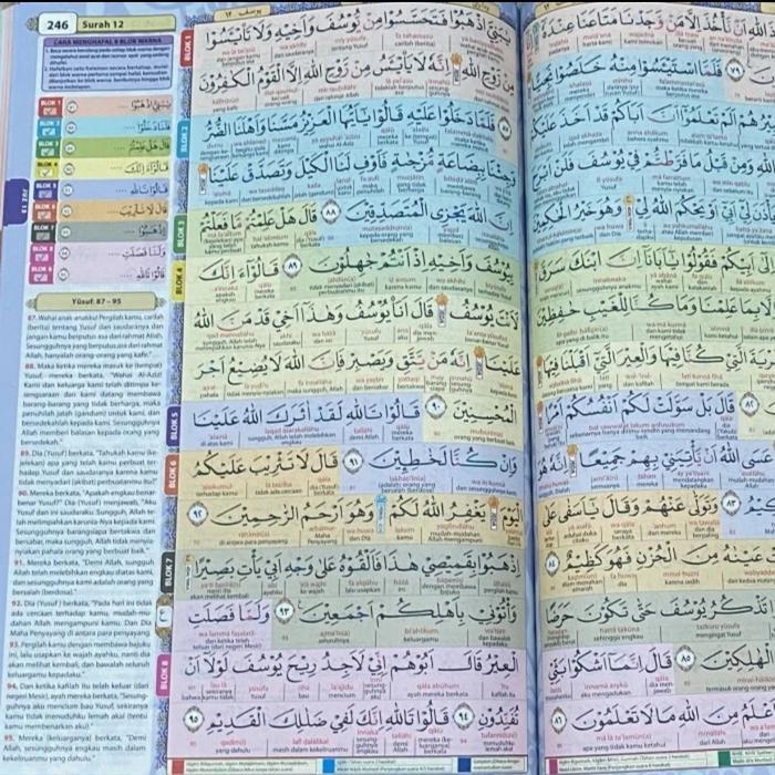 Sedia Alquran Hafazan Perkata Latin 8 Blok Warna A4, Alquran Hafalan Hafazan