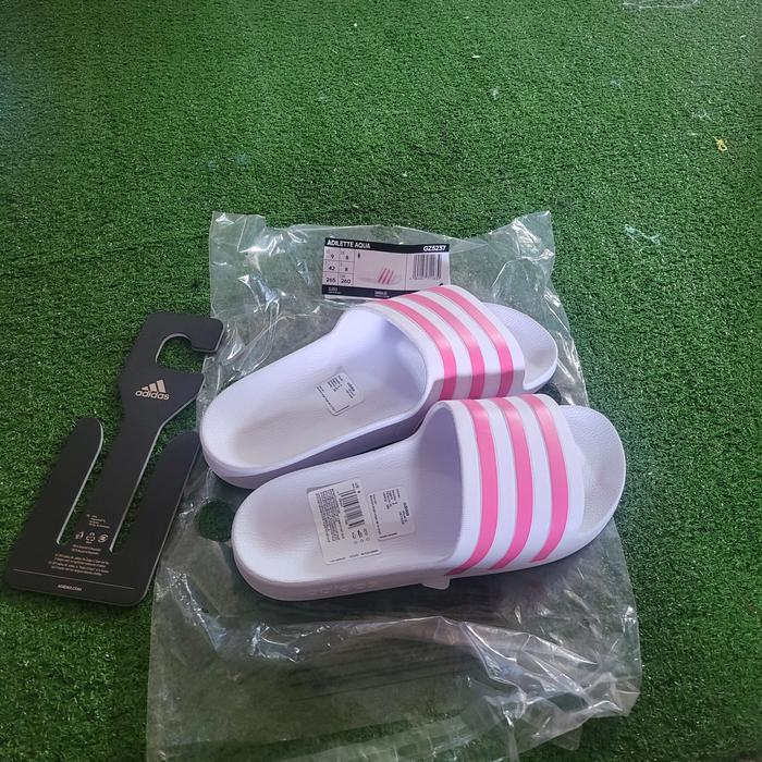 Termurah Adidas Original Women Adilette Aqua Slide Sandal White Pink Bnwt Resmi Terlariss 