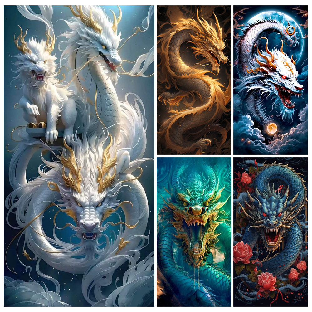 Full Drill 5D DIY Diamond Painting Chinese dragon Picture Diamond Embroidery Cross Stitch Home Decor