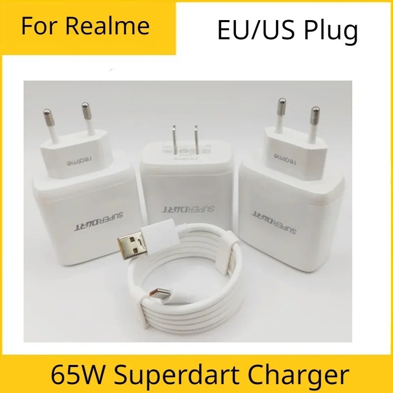For Realme 65W Superdart Charger Eu/Us Plug Power Adapter Type C Cable For Realme 10 Pro Plus Gt