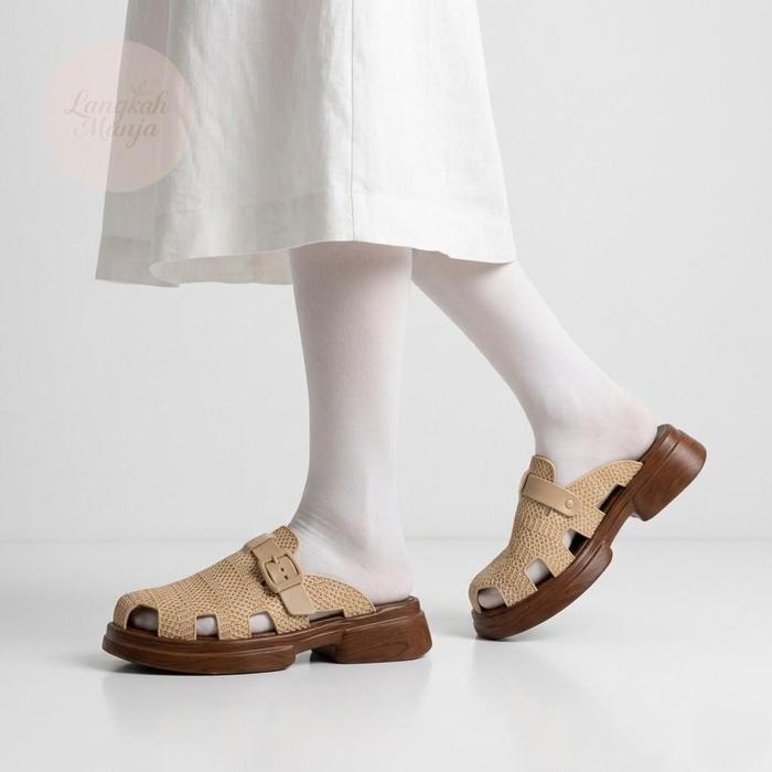 SANDAL SLOP WANITA PLATFROM ZELIA FISHERMAN MULE SOL EVA LENTUR & ANTI SLIP PREMIUM PROMO TERMURAH