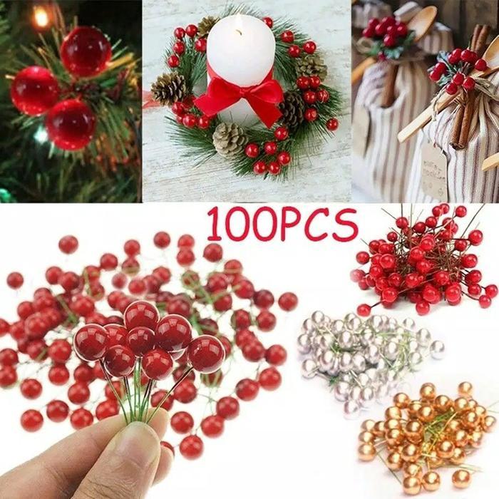 ornamen buah ceri untuk dekorasi pohon natal