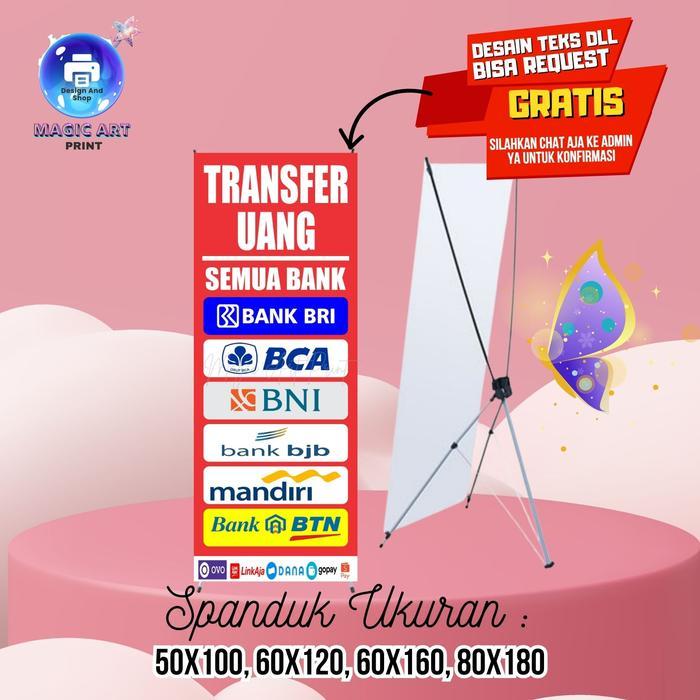 SPANDUK BANNER Transfer Uang Bank Merah MMT Spanduk Custom 80x180