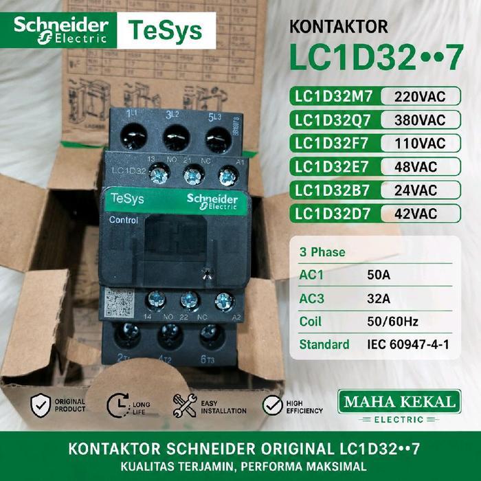 KONTAKTOR SCHNEIDER LC1D32M7 220V,LC1D32Q7 380V,LC1D32F7 110V,LC1D32E7 48V,LC1D32B7 24V,LC1D32D7 42V