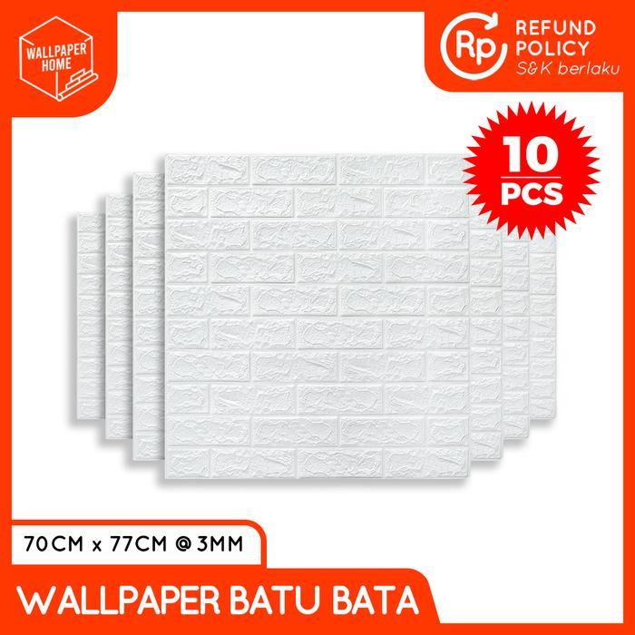 PROMO [ISI 10 PCS] WALLPAPER 3D FOAM BATA PUTIH 3D TEXTURE XPE FOAM WALLPAPER STICKER WALLFOAM 3D