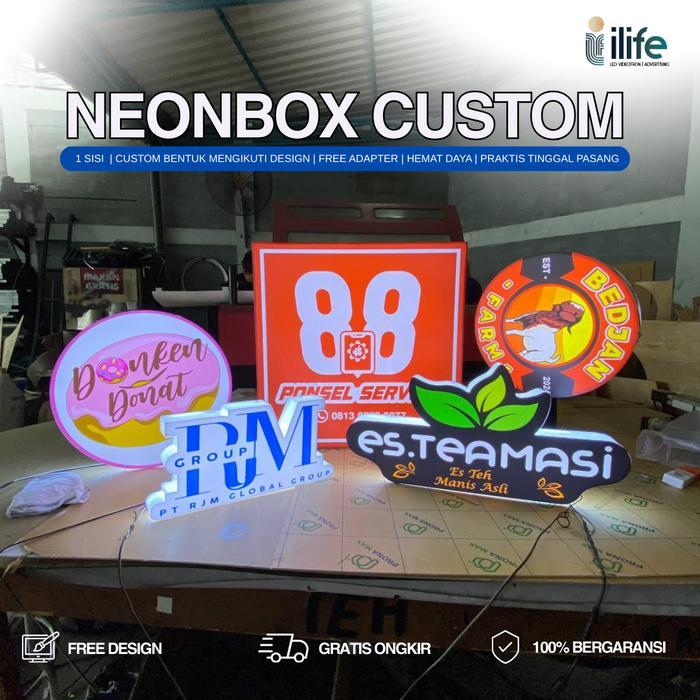 NEON BOX AKRILIK CUSTOM LOGO 1 SISI