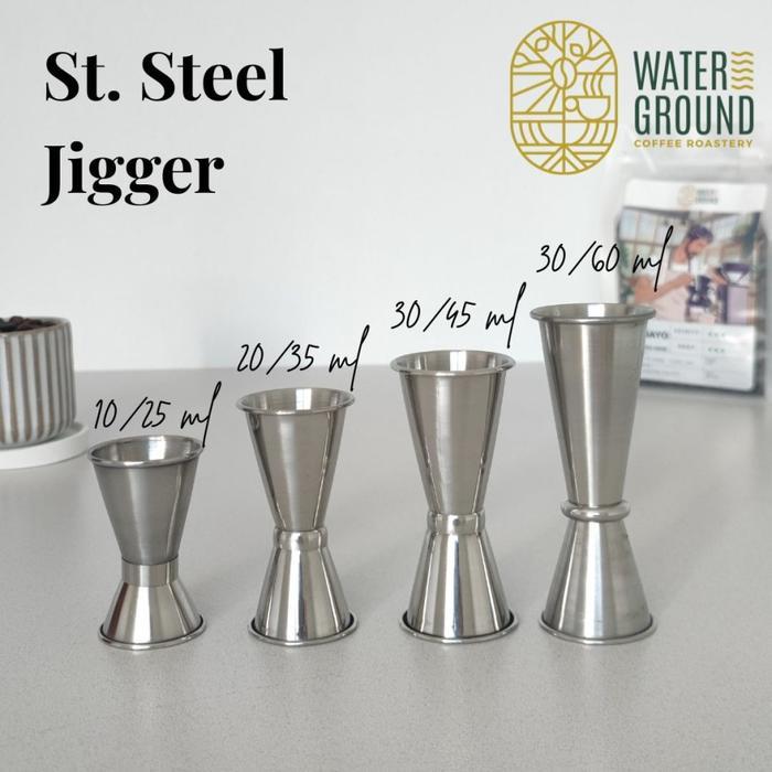 Stainless Steel Jigger Measurement Cup 10 25 30 45 60 ml cc Gelas Ukur Kecil