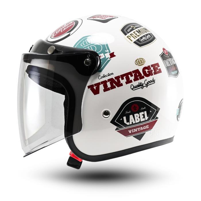 Helm Gaya Retro Helm Bogo Dewasa Retro Sni Motif Retro Vintage Kaca Motorcycle Helm Retro