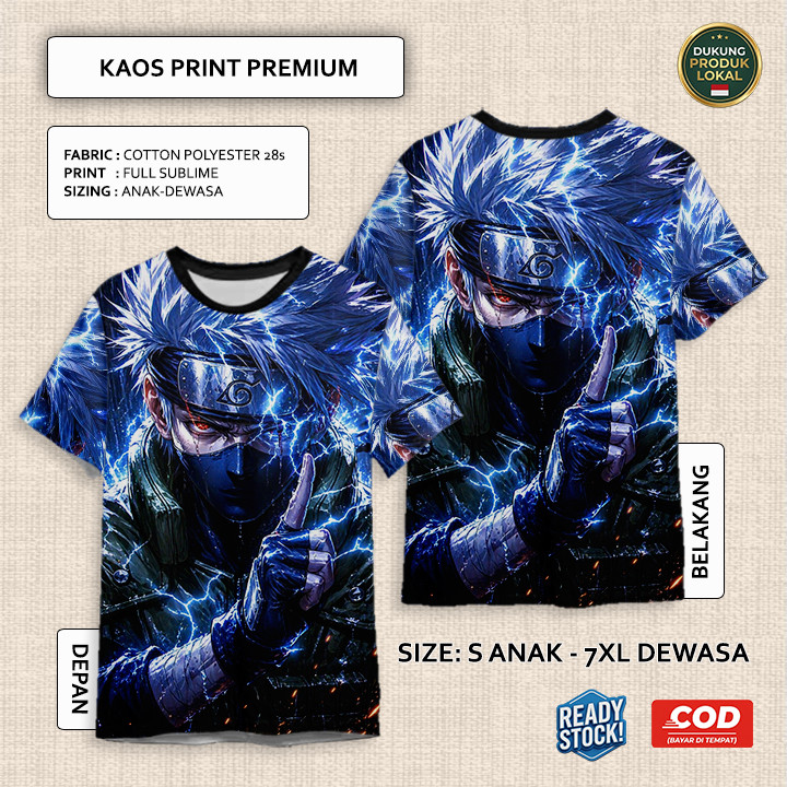 Kaos FullPrint Gambar Anime Film Kartun Naruto 3 | T Shirt AOP 3D Wallpaper Kaos Anime Naruto Untuk 