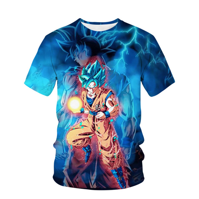 Anime Dragon Ball Monkey King Kaus Anak-anak Gambar 3D Kaus Kasual Mode Musim Panas Atasan Kaus Anak