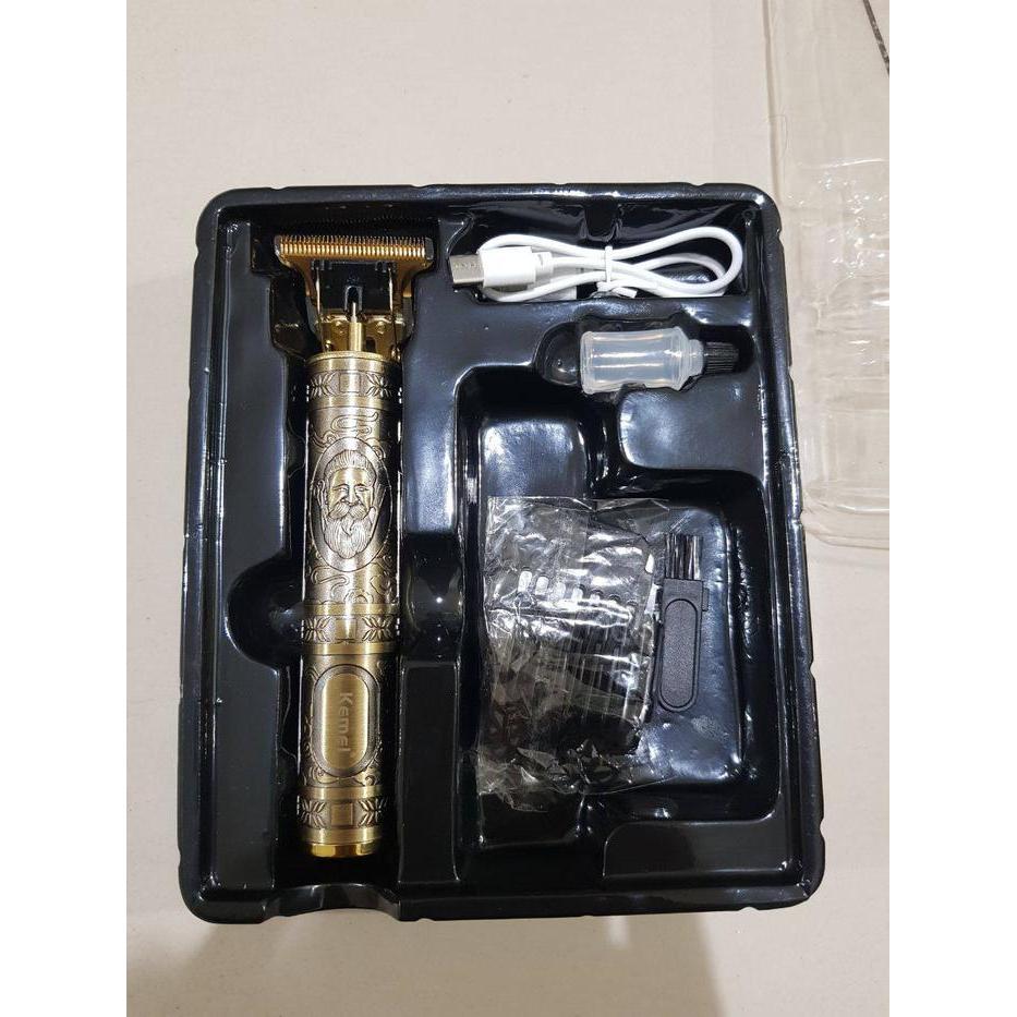 Official Kemei T99 Professional Hair Trimmer Kemei Metal Tube Gold 1200Mah Usb Type C Mesin Cukur