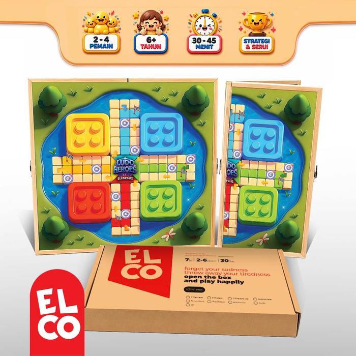 Elco - Elcopolis Ludo Heroes - Permainan Ludo Klasi Versi Baru (mainan ludo kayu)