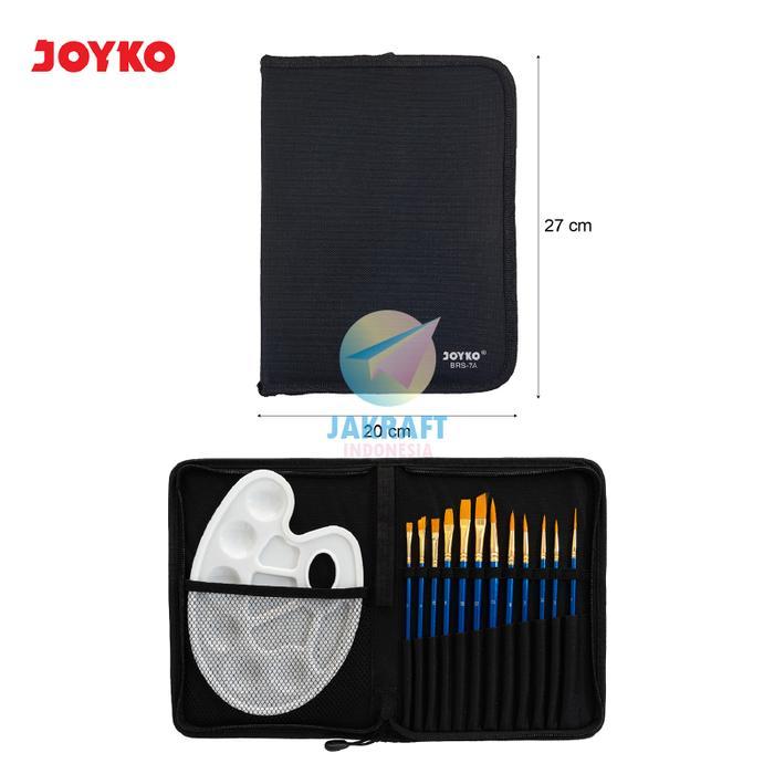 Best Seller (1 Set) Paket Kuas Cat Lukis Set Joyko Brs-7A Isi 12 Brush No.1~12 + Palette Palet