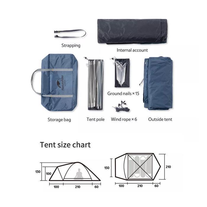 READY Tenda naturehike NH21ZP015 3P tent P-PLUS tenda camping 3 orang