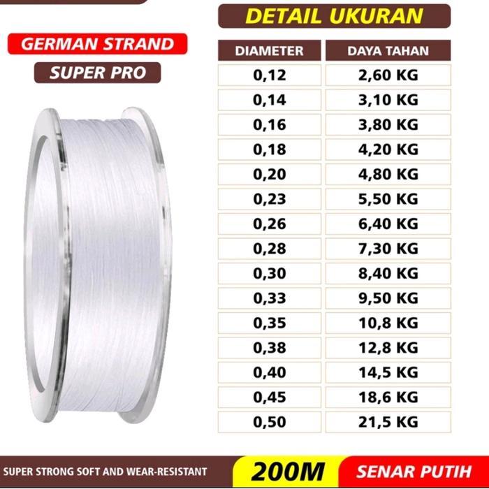 Promo Senar Pancing German Strand Super Pro 200 Putih Original