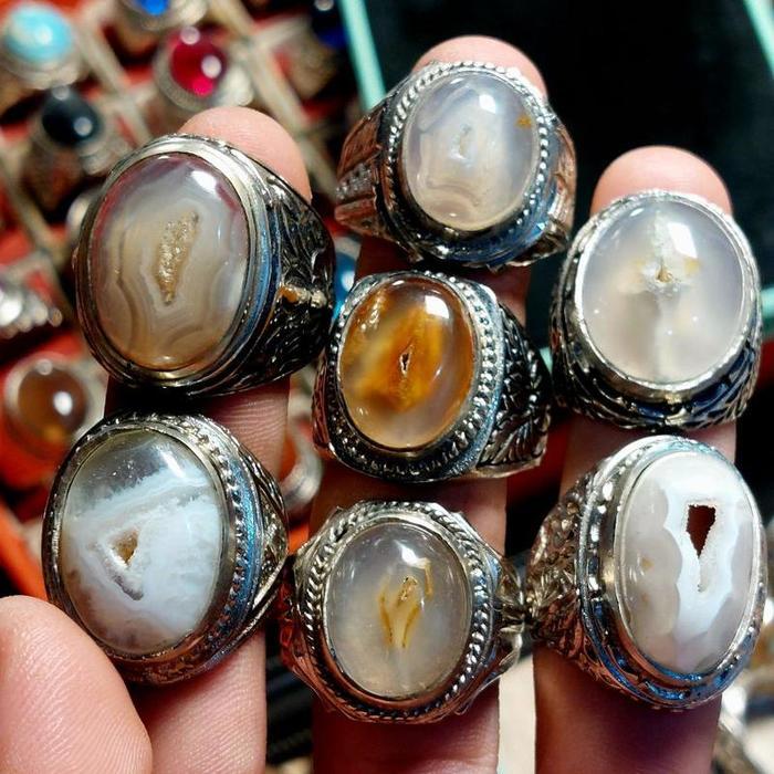 Cincin Sulaiman Combong bolong asli natural combong alam ring akik alpaka super batu elegan