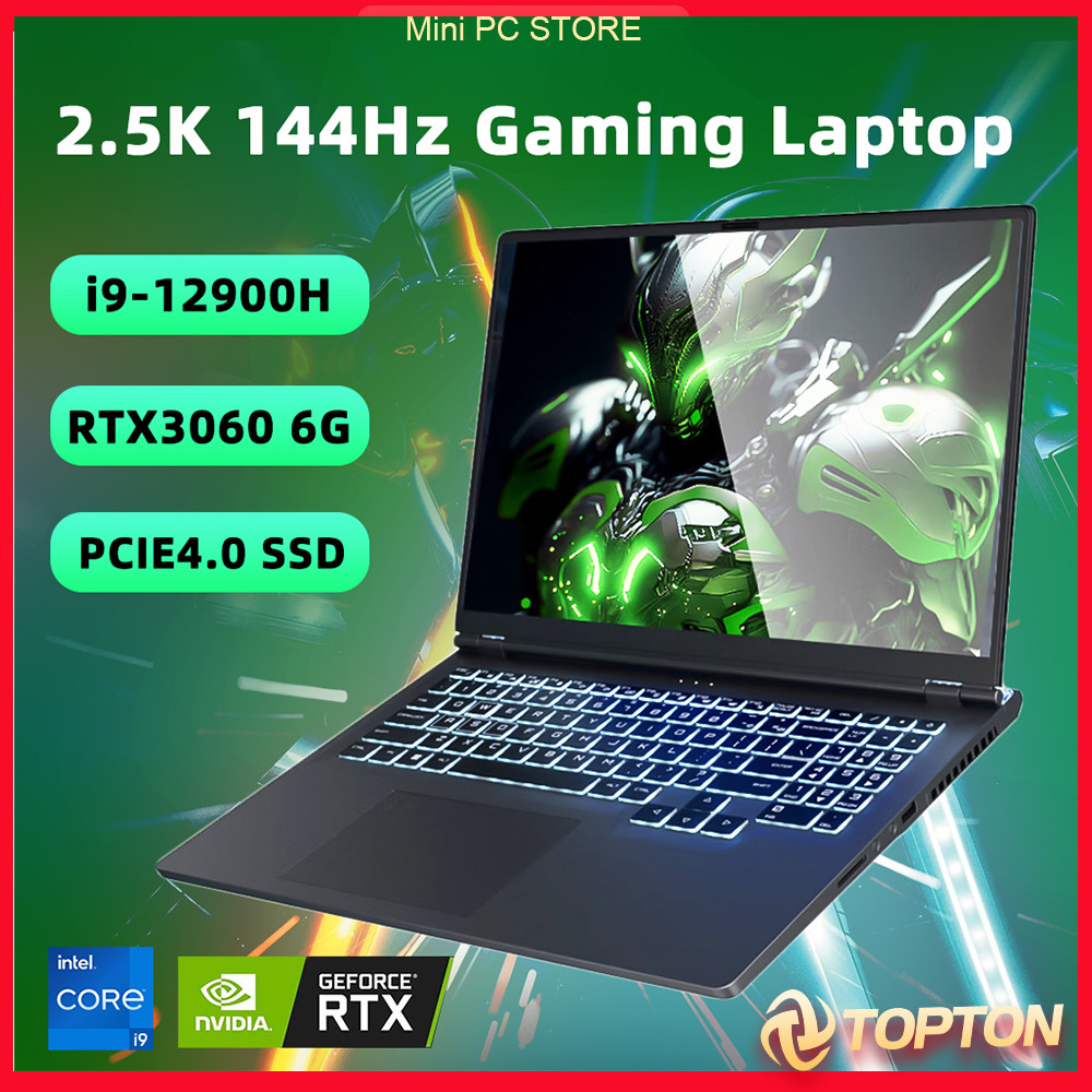 Topton New 16 inch Gaming Laptop i9 12900H i7 NVIDIA RTX 3060 6G IPS