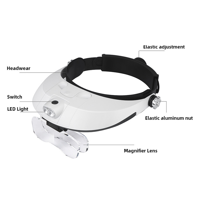 Headband Magnifier Multifunctional Illuminated Magnifier Magnifying 1X 1.5X 2X 2.5X 3.5X Head Loupe