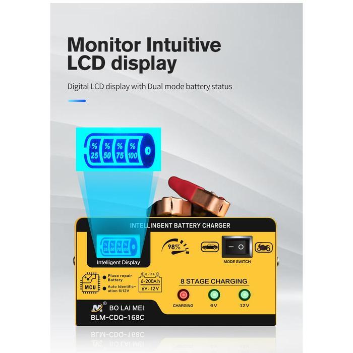 Blm-Cdq-168 Charger Aki Otomatis 12V/24V 200Ah Auto On Off