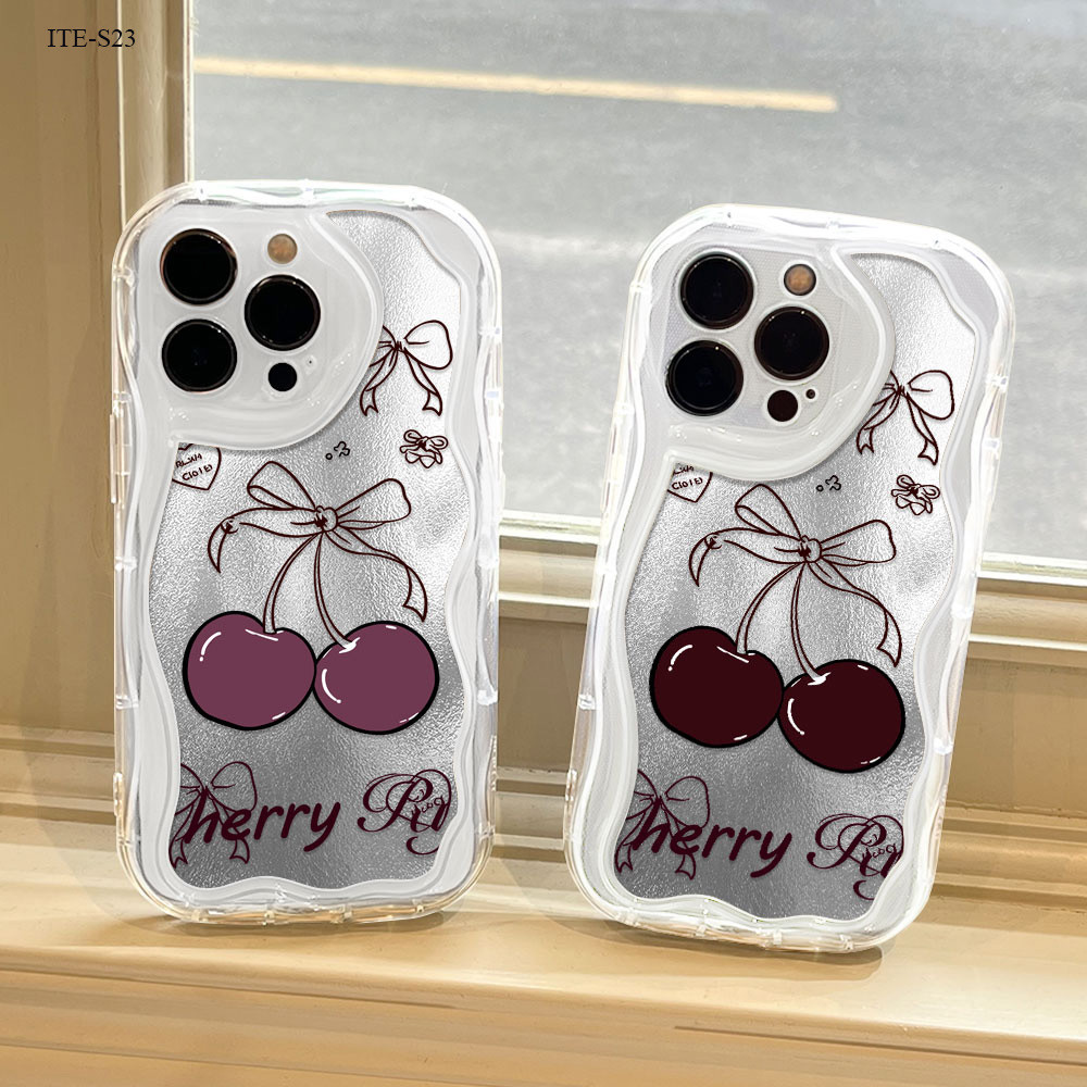 Cesing Hp Mewah Elegan Bingkai Gelombang Cream Untuk Itel A90 A80 A70 P65 P55 RS4 S25 Ultra 5G Phone