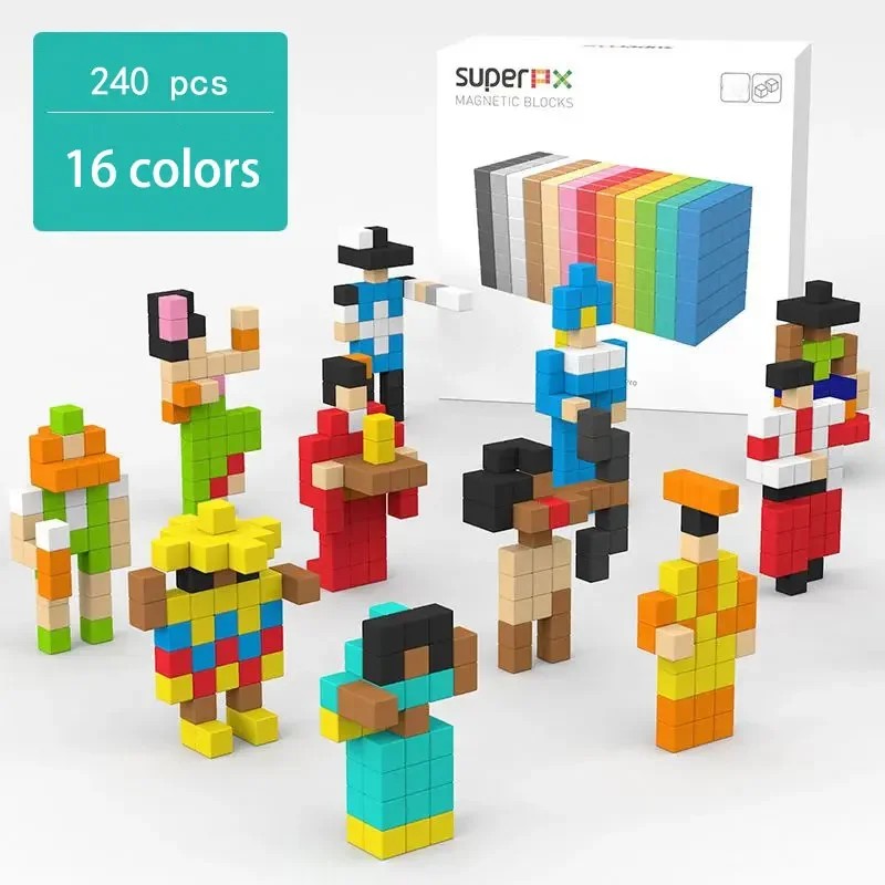 80-240pcs/set Pixel Building Blocks Designer Rainbow Cube Colorful Connection Block DIY Model