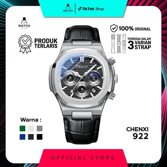[Cod] Cx 922 Jam Tangan Pria Baterai Kalender Chronograph Moon Phase Quartz Luminous Anti Air