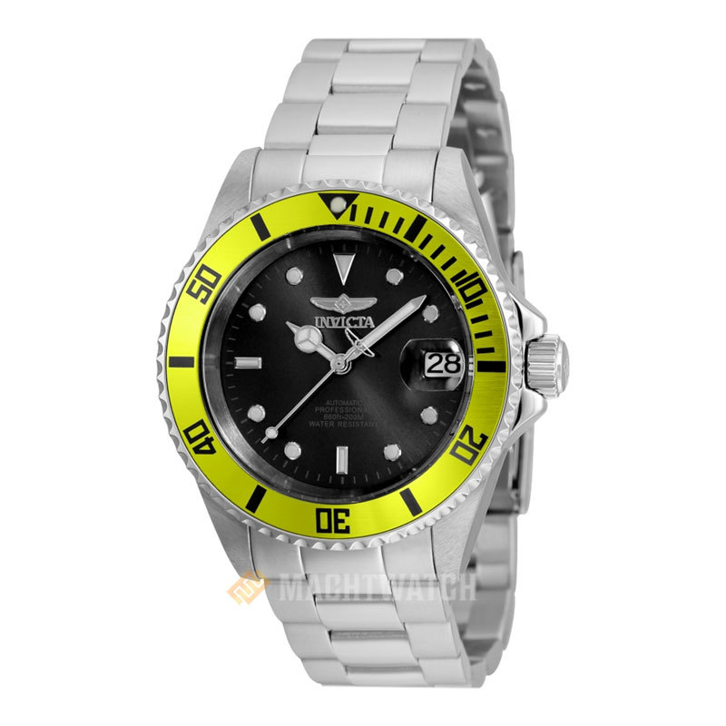 Jam Tangan Pria INVICTA Pro Diver 35842 Automatic Men Black Dial Stainless Steel Strap