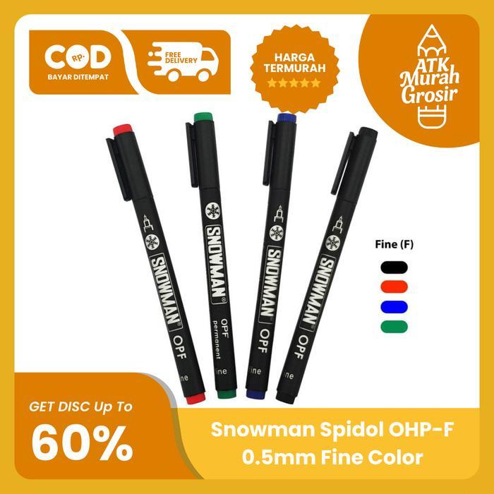 TERLARISS SPIDOL SNOWMAN OHP-F PERMANENT (HITAM/BIRU/MERAH/HIJAU)