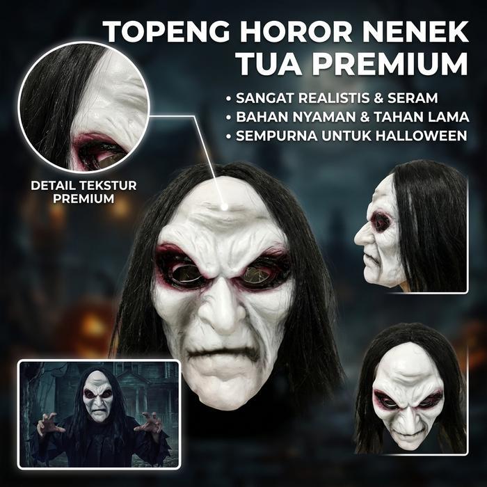 Topeng Hantu Rambut Panjang Warna Hitam-Topeng-Hantu