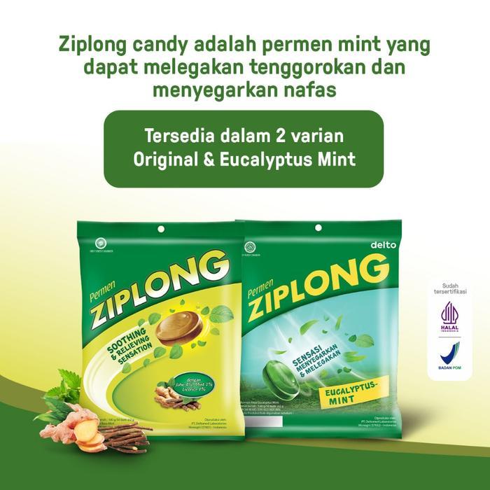 Permen Ziplong Bag 50 Butir - Permen Mint Original & Eucalyptus Licorice Melegakan Tenggorokan