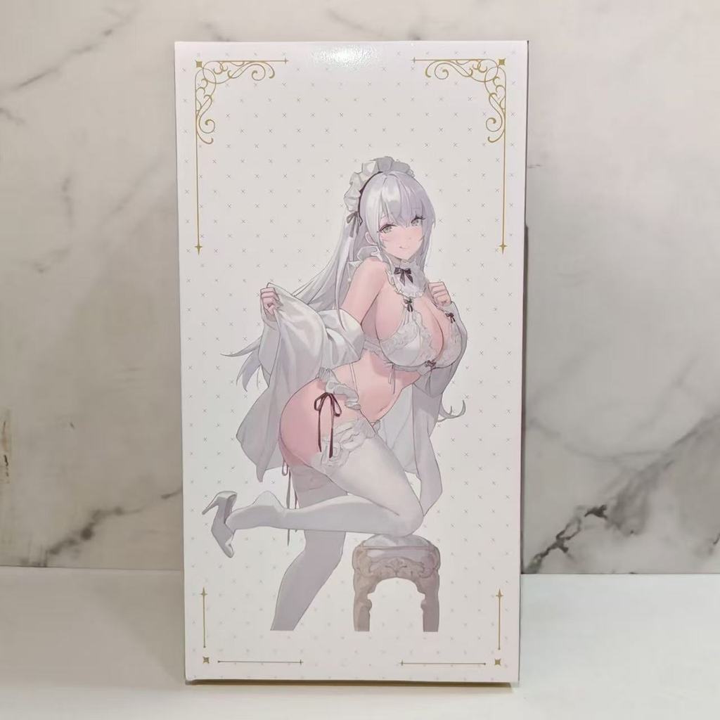 26CM Anime Figure Maid Girl White Silk Decorative Item Collectible Model Doll Toy Hobby Action