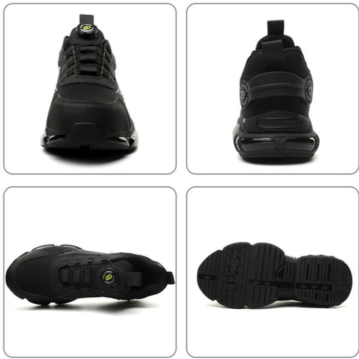 Nq - Sepatu Safety Tactikal Tali Putar Ujung Besi Hitam Casual Aeiso