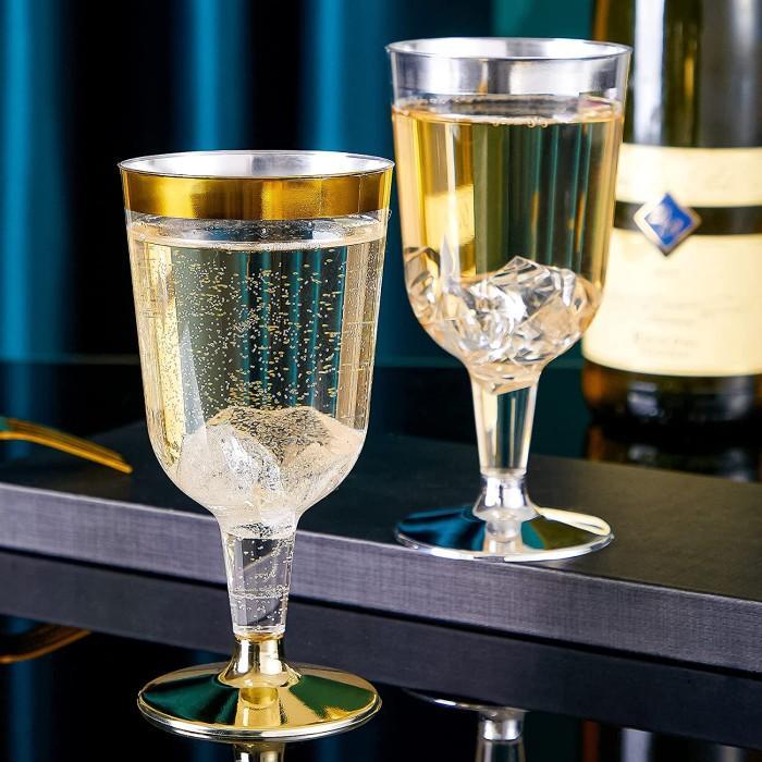 Gelas Wine Pesta Emas / Premium Gold Party Wine Glass