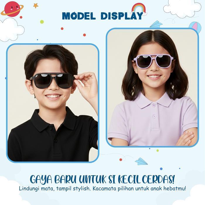 COLORE.IN KACAMATA HITAM ANAK SUNGLASSES BULAT POLARIZED TR-90 FRAME PLASTIK TPE LENSA POLARIZED