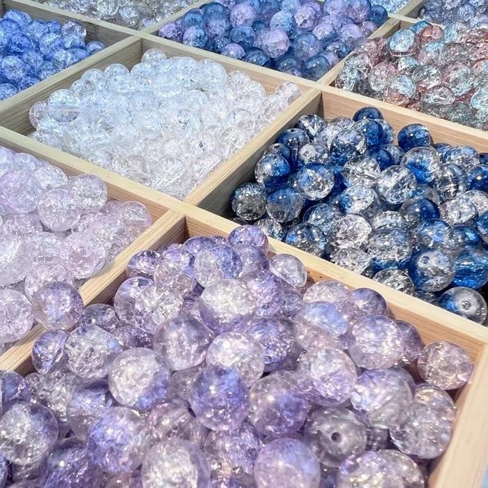 New manik kaca30PCSmanik kaca /Manik-manik mote kaca - Motif Pecah Retak