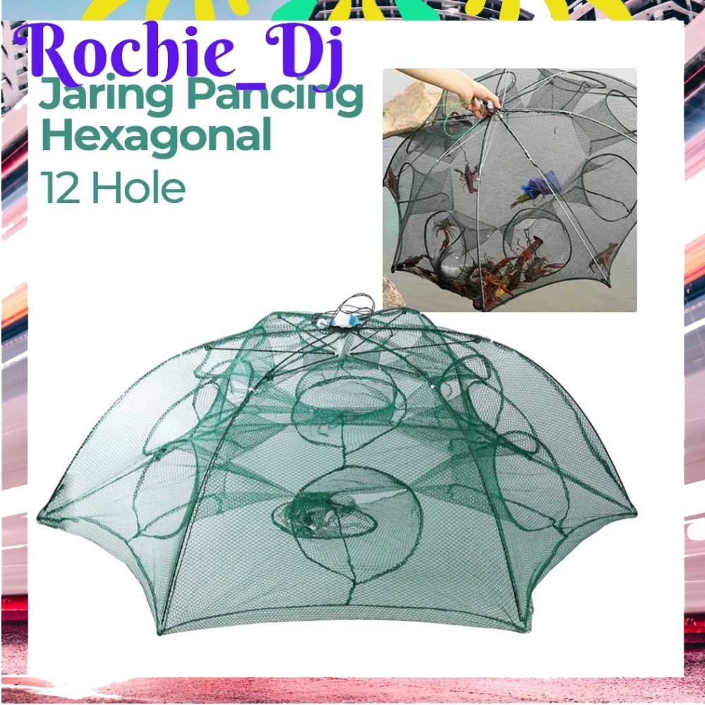 JARING PANCING IKAN HEXAGONAL 12 HOLE FISHING NET TRAP CAGE - H14572