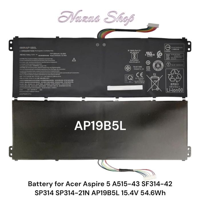 54.6Wh Battery for Acer Aspire 5 A515-43 SF314-42 SP314 SP314-21N AP19B5L 15.4V