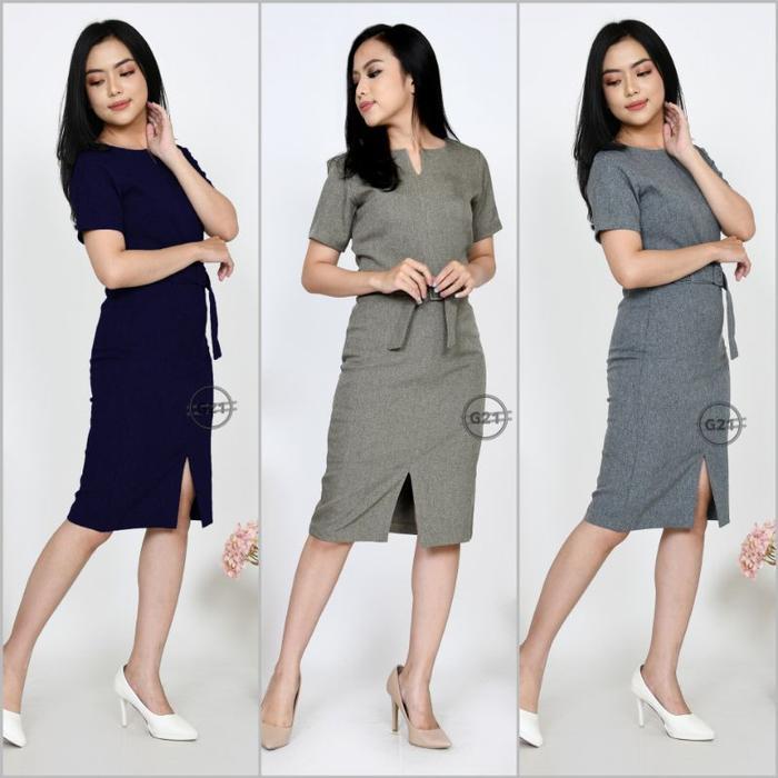 Bisa E-Katalog Dress Bisnis Kerja Wanita Mewah Kantor Dress Pesta Seragam Spg Formal High Premium