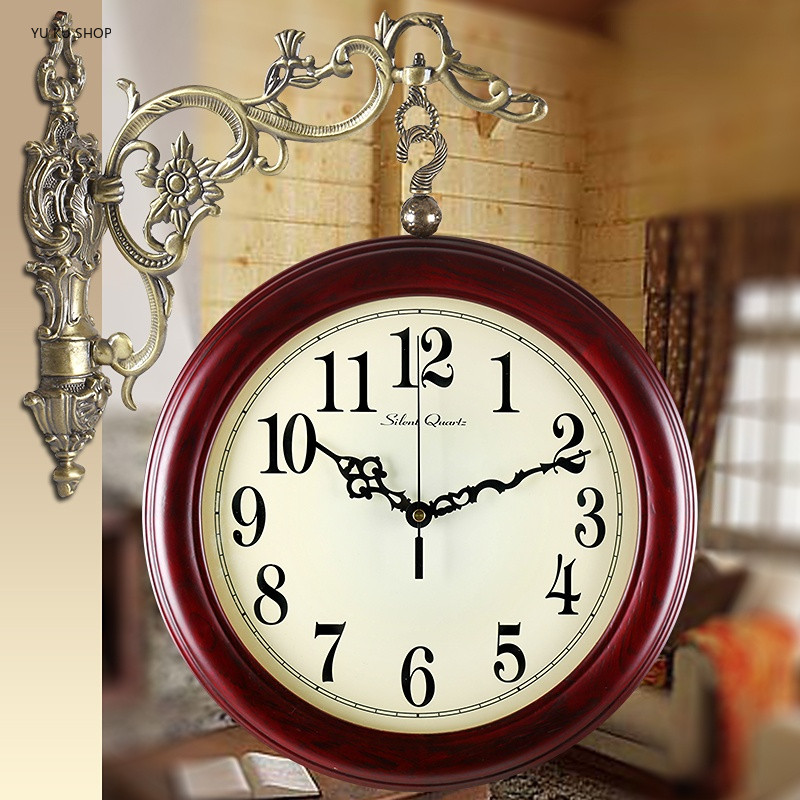 Luxury Wall Clock Fashion Large Living Room Double Sided Round Wall Clock Creative Modern Oclock Zeg