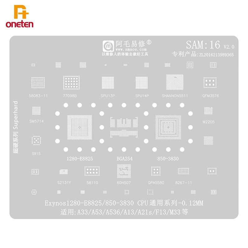 NEW Amaoe BGA Reballing Stencil SAM16 For Samsung A53 A536 Tin Planting Net Exynos1280 E8825 CPU