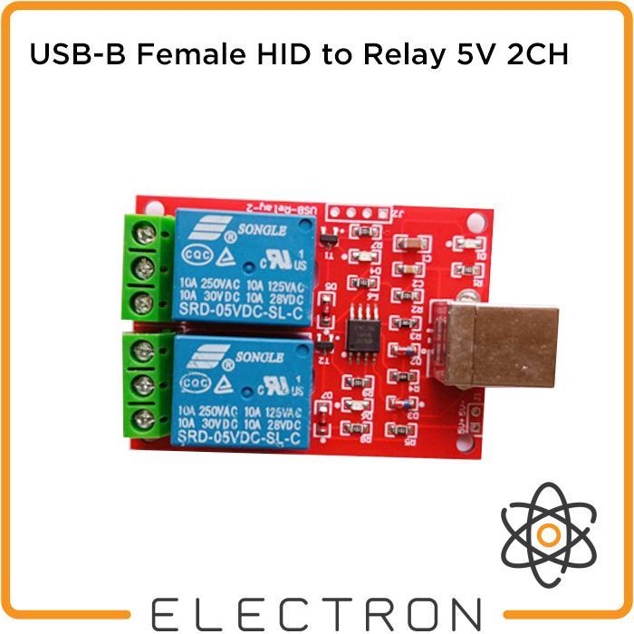 Usb-B Female Hid To Relay 5V 2Ch Modul 2 Channel 10A Ac 220V 250V Dc 30V Untuk Pc Windows Linux