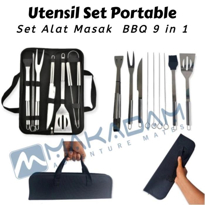 set alat panggang bbq portable camping outdoor